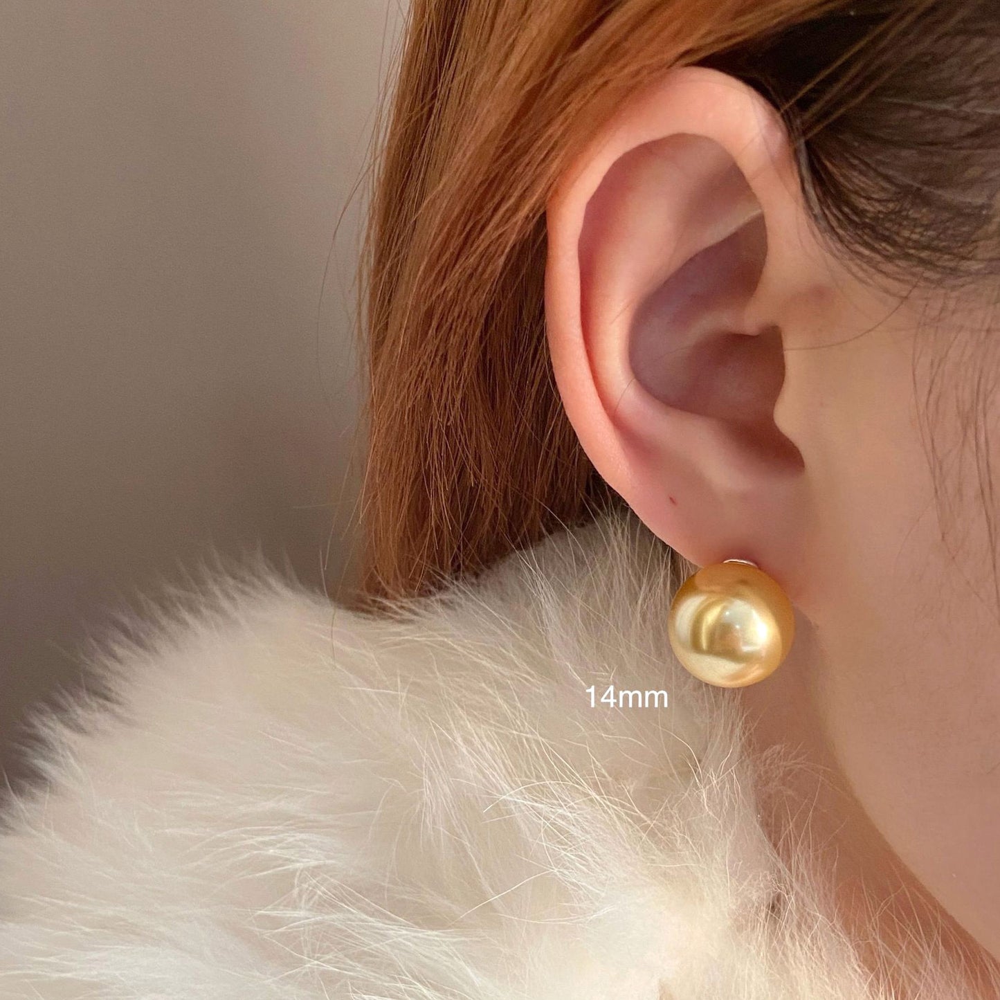 Large Pearl Stud Earrings For Women Personalized Retro Style Light Luxury